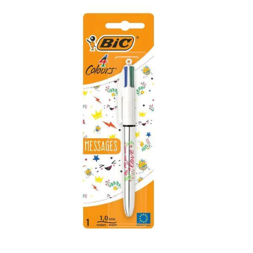 BIC 4 COLOURS TIE DYE PENNA ASFERA A SCATTO TRATTO 1 mm COLORI ASSORTITI